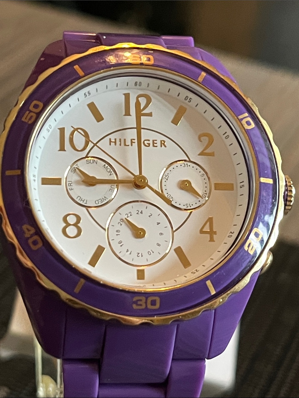 Tommy Hilfiger Purple and Gold Women's Sport Watch